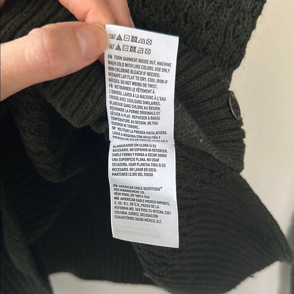 American Eagle Dark Green Cotton Blend Sweater - Picture 3 of 10